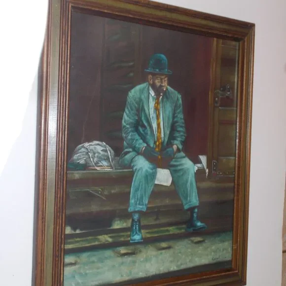 Vintage railway rider framed print, approximately 22 1/4" x 27" - Picture 4 of 9